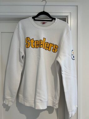 Steelers Mitchell & Ness White Crewneck Sweatshirt *Gamdeday*